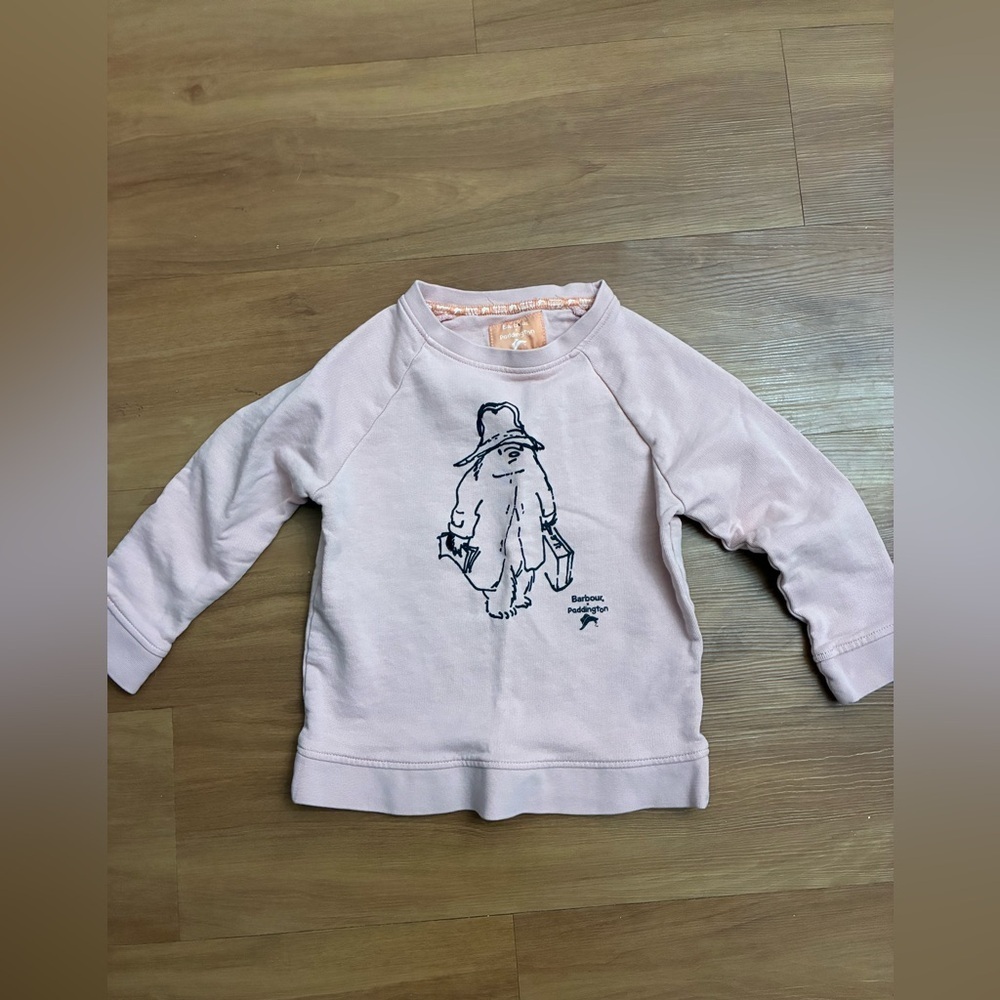 Barbour Light Pink Kids Sweatshirt with Bear Design